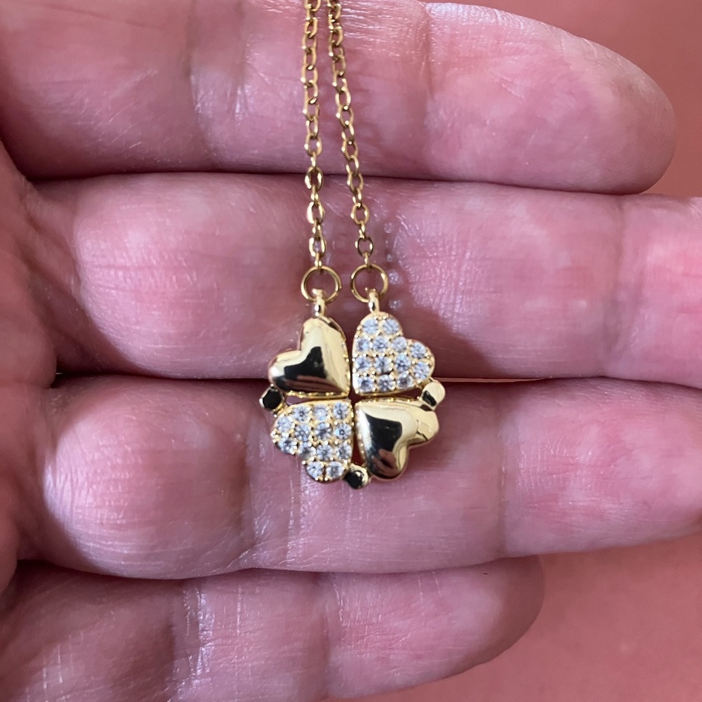 Gold Heart Stainless Steel 2 Way Pendant Necklace - Picture 2 of 6